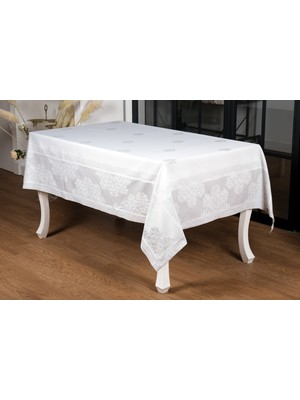 Finezza Viyana Lüx Jakar Kumaş Gri Masa Örtüsü  Dikdörtgen 160x220 cm - 1041