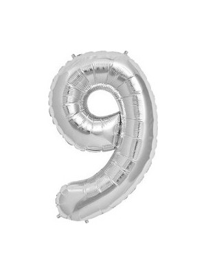 Tatlı Günler Miray Süs Folyo Balon Rakam 9 Gümüş 16 INC(40CM) 1 Adet