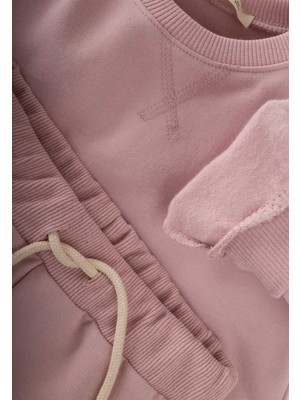 Cigit Basic Karyoka Detaylı Sweatshirt Takım Pudra Pembe