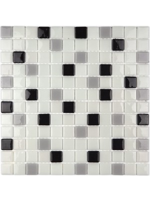 Mutfak, Banyo, Havuz, Sauna, Spa ve Tüm Yüzeyler Için 25X25 mm Beyaz, Siyah, Gri Cam Mozaik.