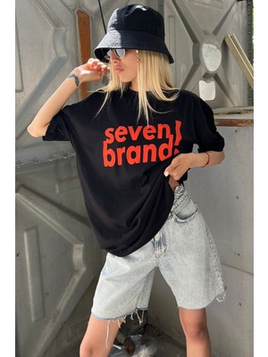 Madmext Siyah Baskılı Oversize Tişört Mg1489