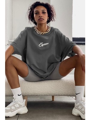 Madmext Füme Baskılı Oversize Tişört Mg1491