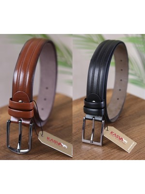 Kasva Deri 2 Adet 3.5 cm Suni Klasik Kemer