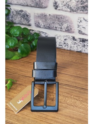 Kasva Deri 4.5 cm Siyah Orijinal Deri Kemer