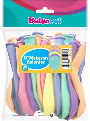 Balonevi TCP2890 Balonevi, Karışık Makaron Renk, 12'' Baskısız Balon 25'li Paket