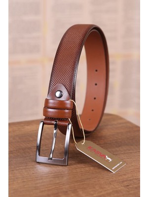 Kasva Deri 3.5 cm Fındık Desenli  Deri Kemer