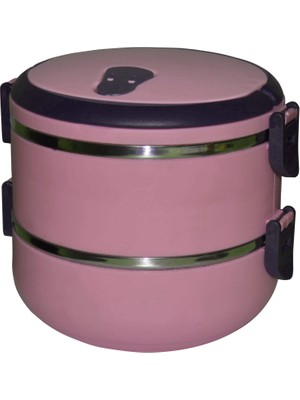 Mobgift 2 Katlı Sefer Tası Yemek Termosu Yeni Sezon - Gül Kurusu