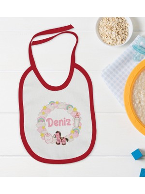Bk Kids Kişiye Özel Isimli Kırmızı Bebek Mama Önlüğü-27