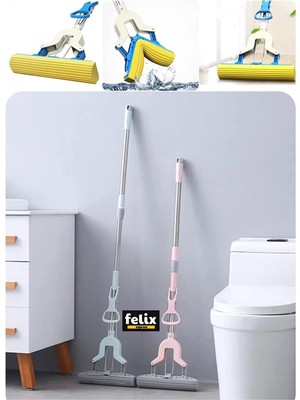 Berlin Shop Bej Renkli Kelebek Mop Takımı Teleskopik Saplı Pratik Temizlik Ürünü 120 cm Uzunluk