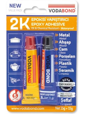 Vodabond 2k Rapid Epoksi Yapıştırıcı 15 Gr +15 Gr Şeffaf Iran Yapıştırıcı