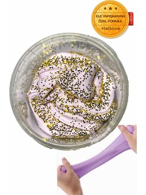 Hellove Simli Slime Oyun Hamuru Gold  Ele Yapışmayan Pofuduk Slaym 1 Adet