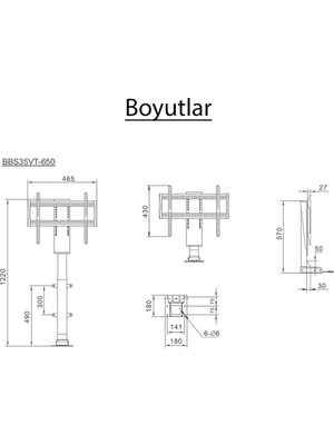 Bibus Uzaktan Kumandalı Tv Ünitesi Lift 25 ile 50 inc Tvler Için