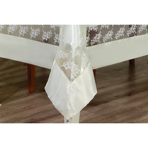 Gelin Lüx Dantelli Monoray Kumaş Krem Masa Örtüsü  Dikdörtgen 170x330 cm - 1031