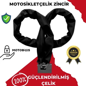 Motosiklet  MT-458 Güçlendirilmiş Kalın Çelik Zincir + Çelik Kilit Full Koruma 1,5 Metre
