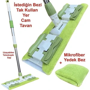 Temizcan Tedarik Sihirli Teleskopik Mop + 1 Adet Yedek Bez