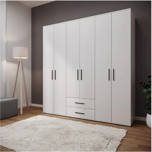 White 6 Kapı 2 Çekmece Gardırop