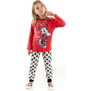 Minnie Mouse Lisanslı Kız Çocuk Puantiyeli Pijama Takım 20242