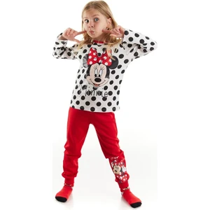 Minnie Mouse Lisanslı Kız Çocuk Puantiyeli Pijama Takımı 20244