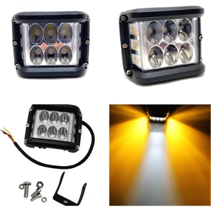 ŞüsCarOto Aksesuar Off Road LED Lamba Delici Yayıcı Beyaz Turuncu Flaşlı Kare Sis Farı Projektör 45W 12 LED Metal Arazi Çalışma Lambası 1 Adet