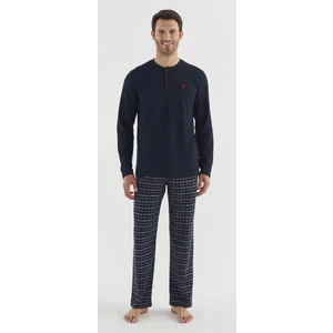 U.S. Polo Assn. 18638 Erkek  Patlı Uzun Kollu Pijama Takım-Lacivert