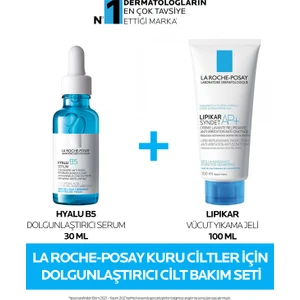 Dolgunlaştırıcı Bakım Seti: Hyalu B5 Serum 30 ml& Lipikar Vücut Yıkama Jeli 100 ml
