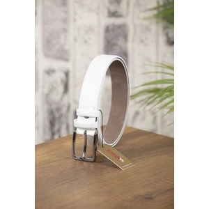 Kasva Deri 3.5 cm Beyaz Orijinal Deri Kemer