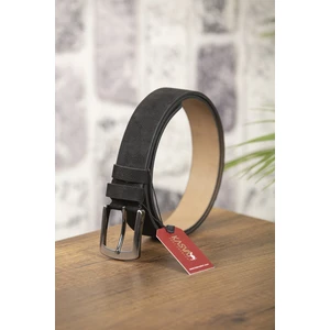 Kasva Deri 4 cm Siyah Nubuk Orijinal Deri Kemer