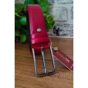 Kasva Deri 3.5 cm Kırmızı Orijinal Deri Kemer