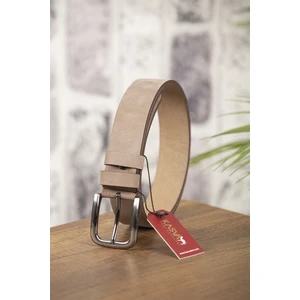 Kasva Deri 4 cm Bej Nubuk Orijinal Deri Kemer