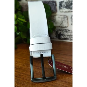 Kasva Deri 4.5 cm Beyaz Suni Kemer