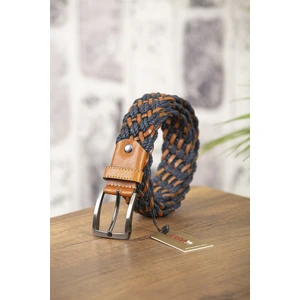 Kasva Deri 3.5 cm El Örgüsü Taba Laci Deri Kemer