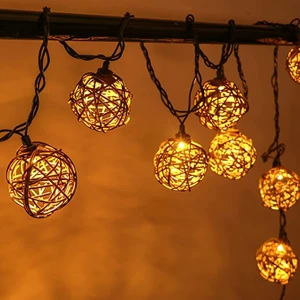 Dekoratif Rattan Model Şerit Top LED Yılbaşı Parti Doğum Günü Süsleme (20'li)