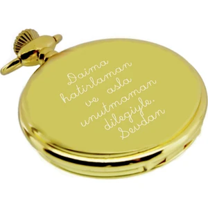 Hediye Shop Kişiye Özel Parlak Altın Renkli Köstekli Cep Saati