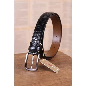 Kasva Deri 3.5 cm Siyah Krokodil  Deri Kemer