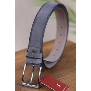 Kasva Deri 3.5 cm Gri Süet Suni Klasik Kemer