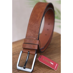 Kasva Deri 4.5 cm Fındık Düz Dikişli Suni Spor Kemer