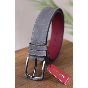 Kasva Deri 4.5 cm Gri Dikişli Düz Suni Spor Kemer