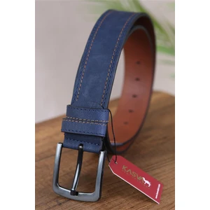 Kasva Deri 4.5 cm Lacivert Dikişli Suni Spor Kemer