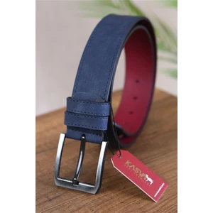 Kasva Deri 4.5 cm Lacivert Dikişli Düz Suni Spor Kemer