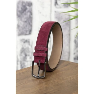 Kasva Deri 3.5 cm Bordo Süet  Deri Kemer