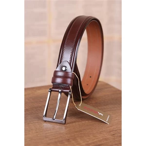 Kasva Deri 3.5 cm Kahve Desenli Deri Kemer