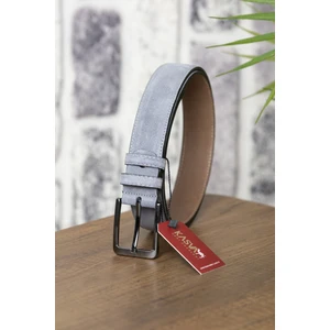 Kasva Deri 3.5 cm Gri Süet  Deri Kemer