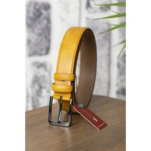 Kasva Deri 3.5 cm Hardal Sarısı Grayz  Deri Kemer
