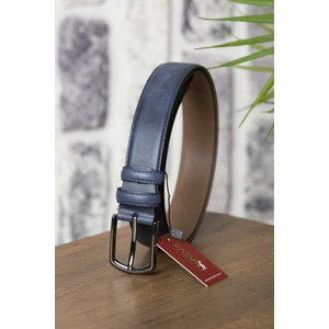 Kasva Deri 3.5 cm Lacivert Grayz  Deri Kemer