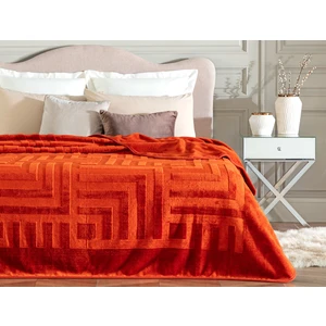 Madame Coco Clementine Vizon Emboss Çift Kişilik Battaniye - Turuncu