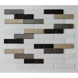Mutfak Tezgah Arası Kristal Cam Mozaik. Cam ebatı: 23x98x4 mm. File Karo ebatı: 30x30 cm. ( 1 Koli = 11 Karo File = 1 m2 Fiyatıdır. )