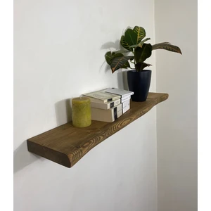 O&A Wood Doğal Ahşap Masif Ahşap Dekoratif Duvar Rafı 90 cm - Koyu Meşe