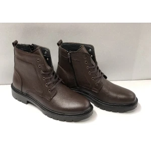 Deri Ortopedik Ipli Fermuarlı Kaymaz Taban Erkek Klasik Bot