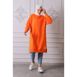 30645 Bisiklet Yaka 2 Iplik Uzun  Diz Altı Tunik Orange