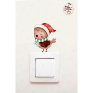Yeni Yıl Sevimli Kış Kuşu Priz Sticker - Yılbaşı Stickerı